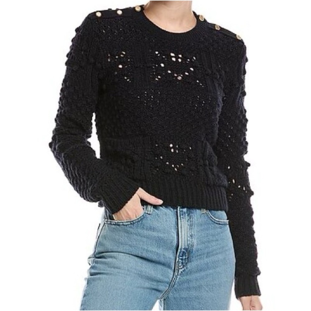 Frame Patch‎ Pocket Wool & Alpaca-Blend Sweater Sz XS Navy Blue $398 Nautical